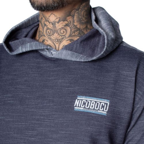 Camiseta Masculina Nicoboco com Capuz e Bolsos Marinho