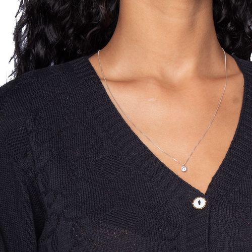 Casaco Feminino Oliveira Malhas em Tricot com Texturas Preto