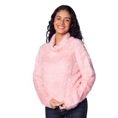 Blusa Feminina Ana Gonçalves Tricot com Felpa Rosa Claro