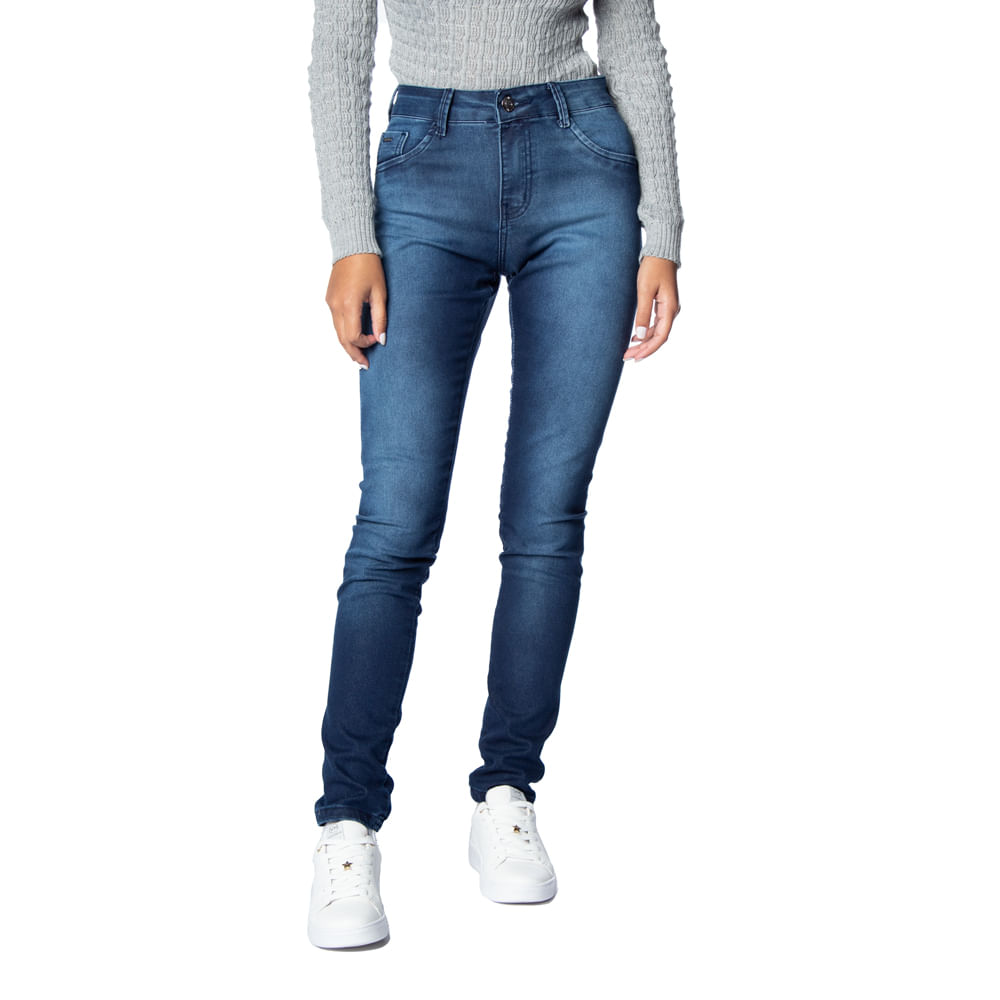 Calça Jeans Feminina Pitt Skinny Cintura Média Azul em até 12x