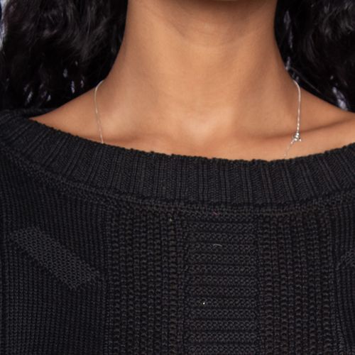 Blusa Feminina Oliveira Malhas em Tricot com Texturas Preto
