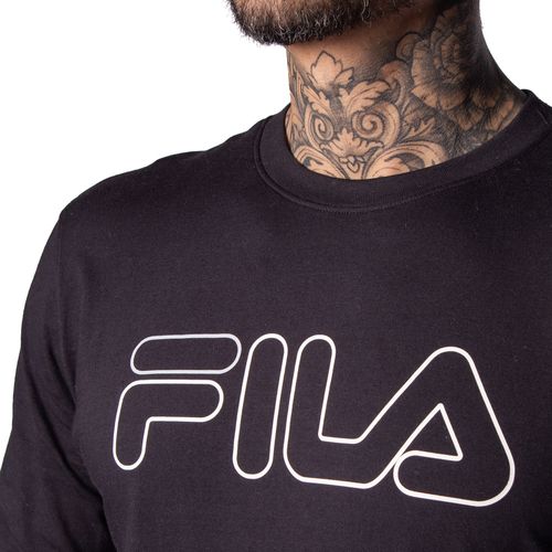 Camiseta Masculina Fila Letter Outline Manga Longa Preto