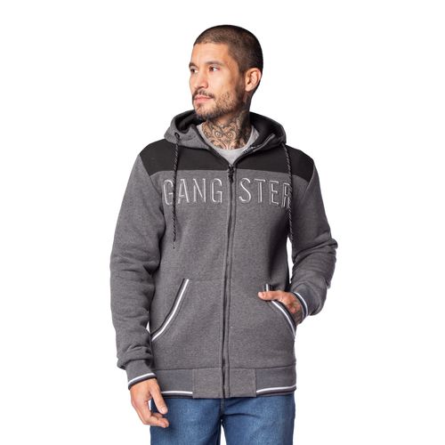 Casaco Masculino Gangster Moletom Canguru Preto/cinza