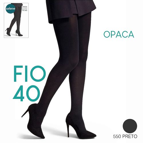 Meia Calça Feminina Selene Fio 40 Opaca Preta