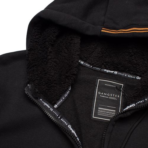Casaco Masculino Gangster Moletom Plus Size Preto