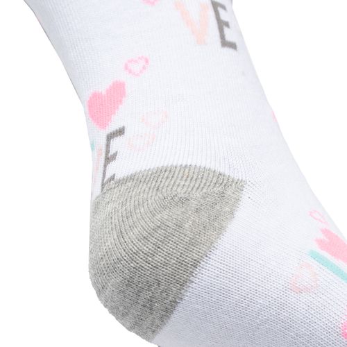 Meia Feminina Selene Cano Médio Love Branco/cinza