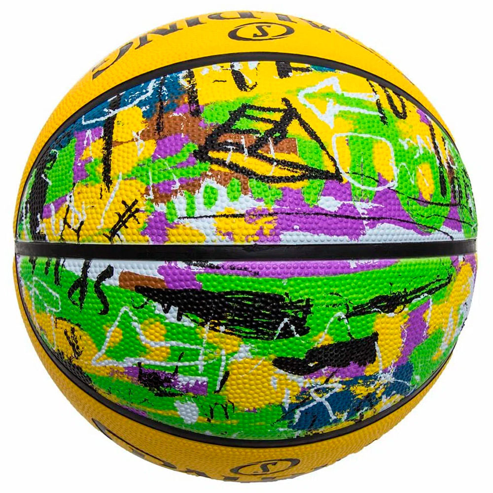 Bola de Basquete Spalding Grafitti Amarela e Preta Tamanho 7