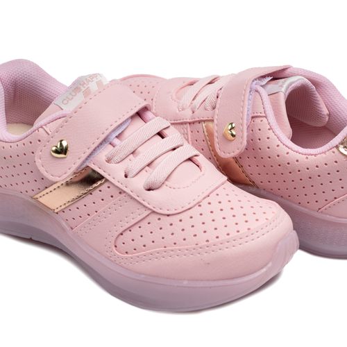 Tênis Infantil Club Happy com Luzes LED Rosa