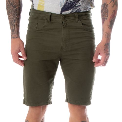 Bermuda Masculina Ice Jeans em Sarja Verde Escuro