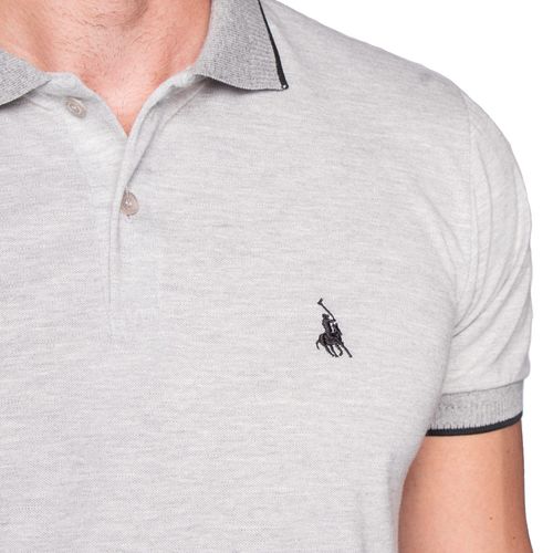 Camisa Polo Masculina Polo Team Lisa Cinza Claro