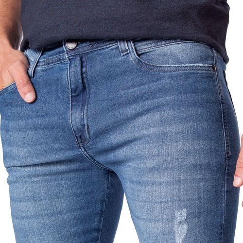 Calça Jeans Masculina Max Denim Slim Premium Puídos Azul