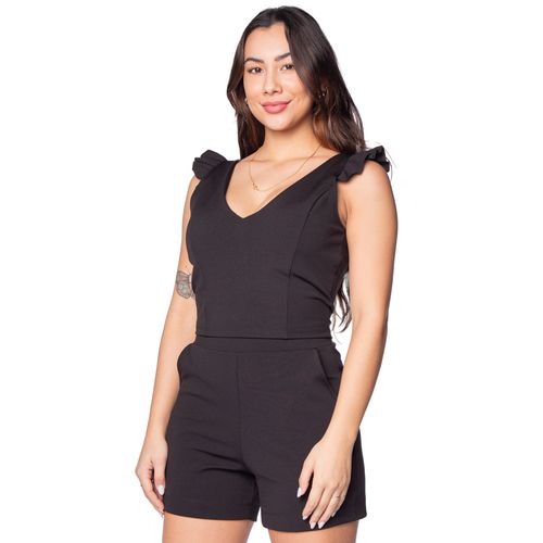 Cropped Feminino Infinitto Lady Bandagem com Babados Preto