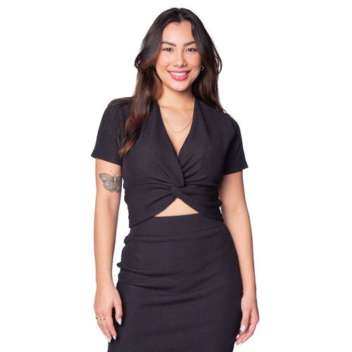 Blusa Cropped Feminina Nega Rio Torção Preto