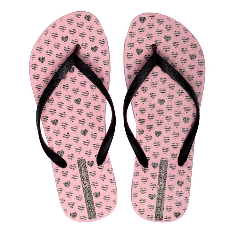 Chinelo Feminino Ipanema Oasis Rosa/Preto com Corações - Lojas Radan