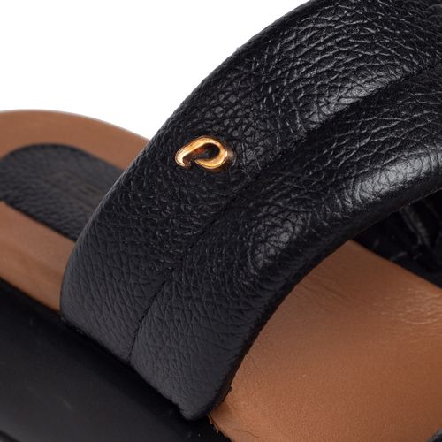 Tamanco Feminino Pegada Iris em Couro Preto