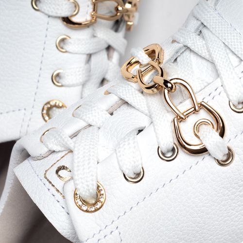 Tênis Feminino Pegada Eva em Couro Branco/rosé