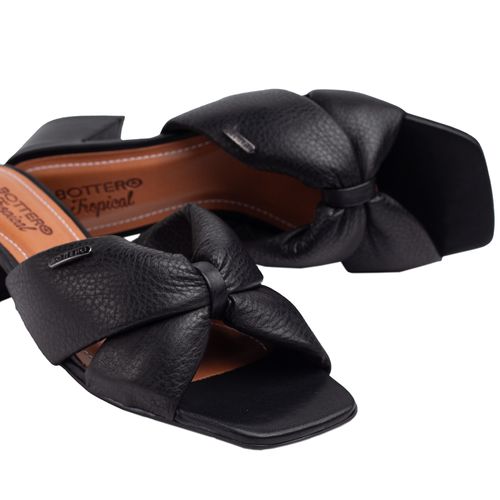 Tamanco Feminino Bottero Couro Tiras Preto
