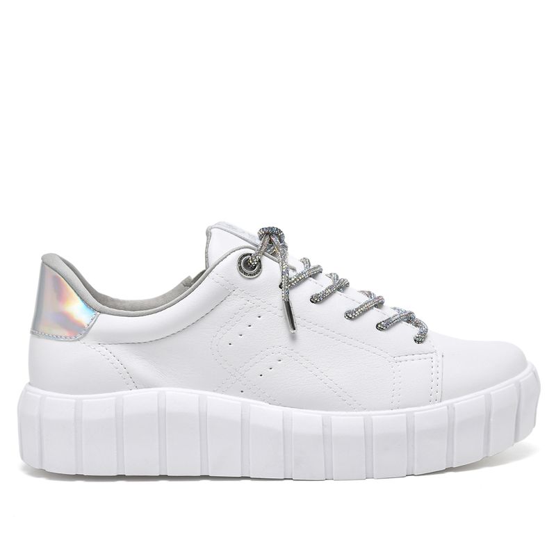 Tenis Feminino Via Marte Branco Flatform Strass