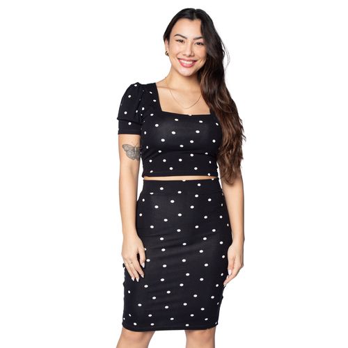 Conjunto Feminino Infinitto Lady Poá Preto/branco