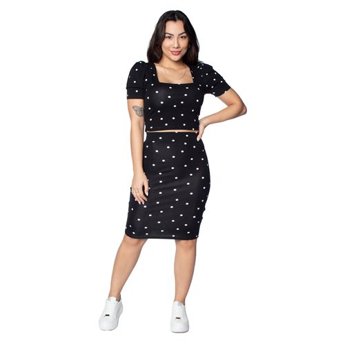 Conjunto Feminino Infinitto Lady Poá Preto/branco