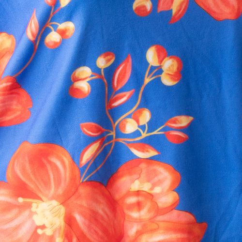 Blusa Feminina Infinitto Lady Plus Size Ombro a Ombro Floral Azul