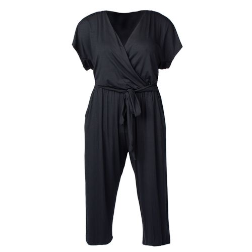 Macacão Feminino Infinitto Lady Plus Size com Transpasse Preto