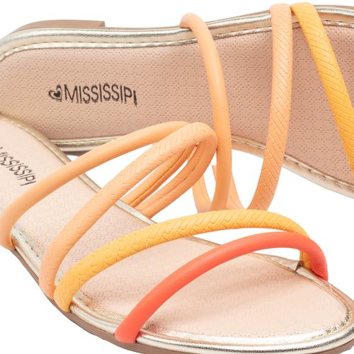 Rasteira Feminina Mississipi Tiras Finas Coloridas Laranja