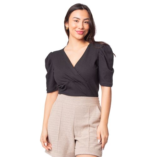 Blusa Feminina Infinitto Lady Bufante Canelada Preto