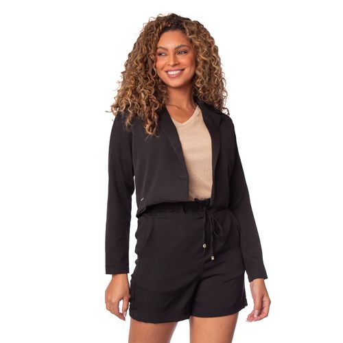 Blazer Cropped Feminino Milani Preto