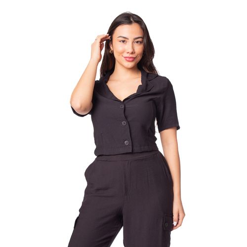 Camisa Cropped Feminina Averzzy Preto