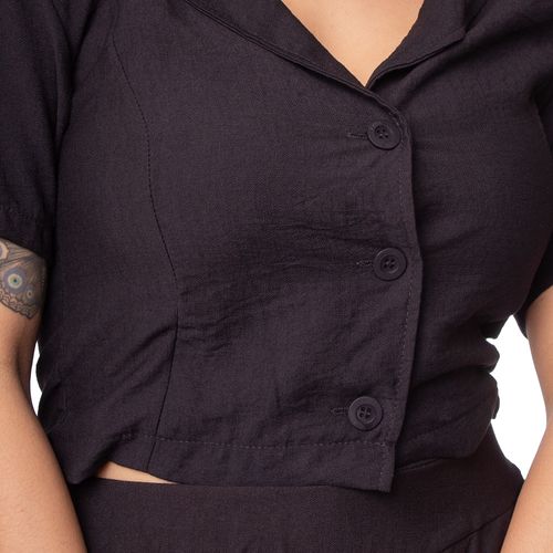 Camisa Cropped Feminina Averzzy Preto
