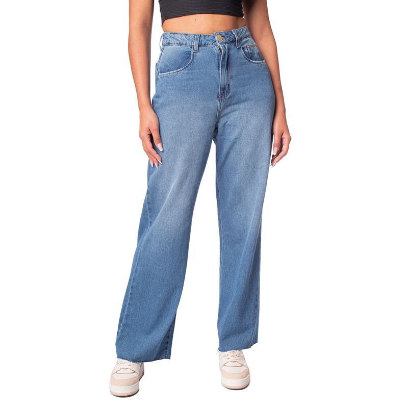 Compre na Radan: Calça Jeans Feminina Max Denim Wide Leg Barra