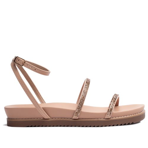 Sandália Feminina Via Marte Flatform com Strass Nude