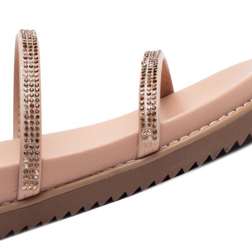 Sandália Feminina Via Marte Flatform com Strass Nude