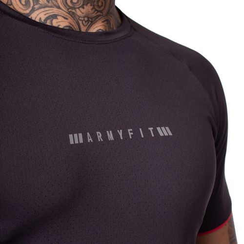 Camiseta Masculina Estilo do Corpo Armyfit Dry Peccato Preto/vermelho