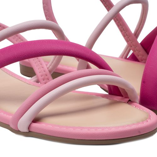 Sandália Rasteira Infantil Pink Cats com Tiras Rosa