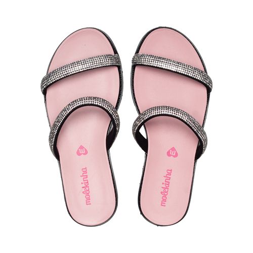 Rasteira Infantil Molekinha com Strass Preto