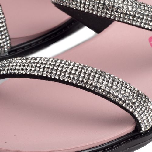 Rasteira Infantil Molekinha com Strass Preto