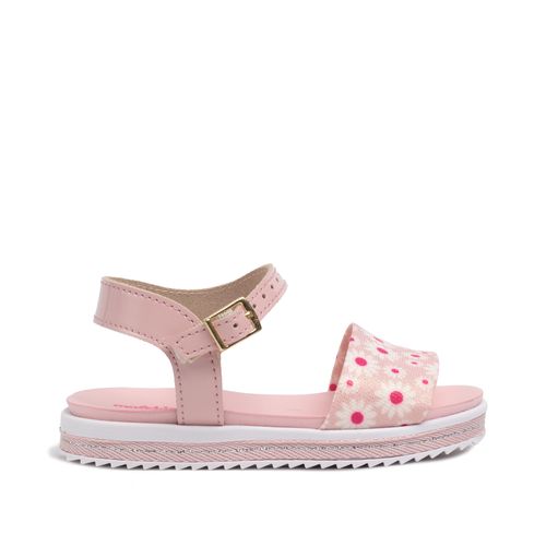 Sandália Infantil Molekinha Bebê Flatform Floral Rosa