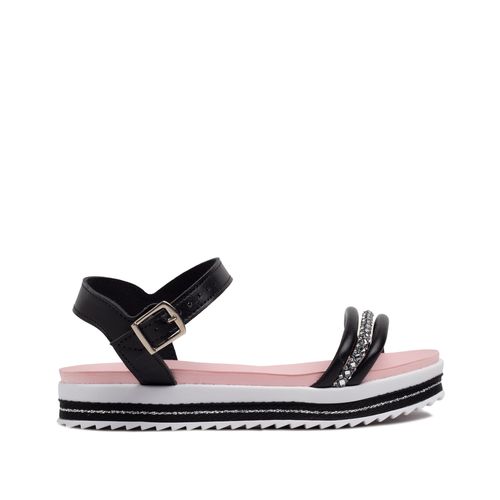 Sandália Infantil Molekinha Flatform com Brilho Preto