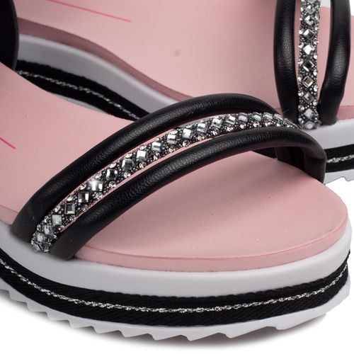 Sandália Infantil Molekinha Flatform com Brilho Preto