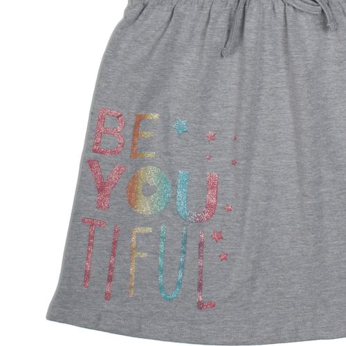Vestido Infantil Boca Grande Estampa com Glitter Cinza