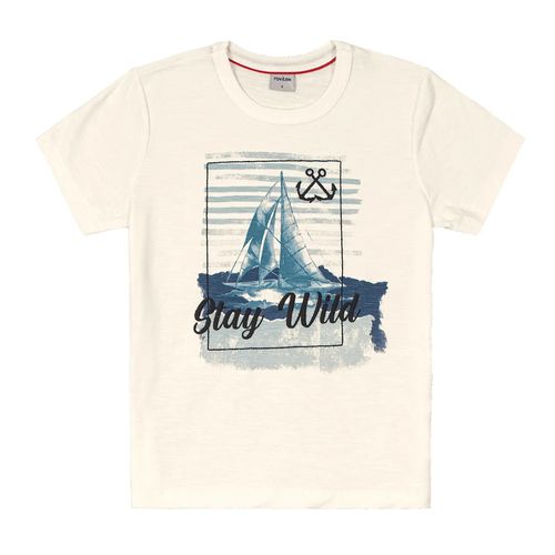 Camiseta Infantil Rovitex Kids Barquinho Off White
