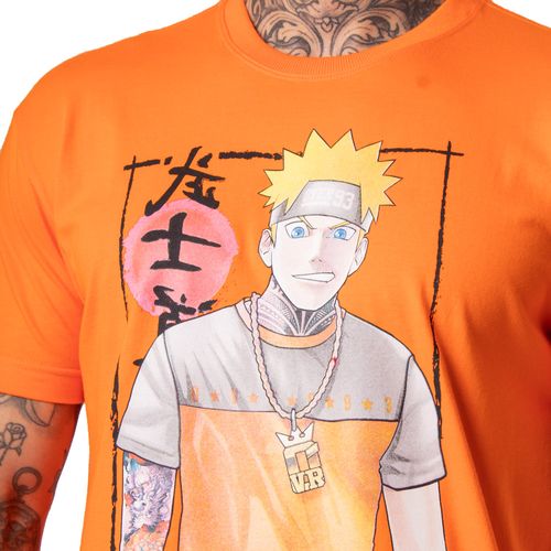 Camiseta Masculina Over Surf com Personagem Anime Laranja