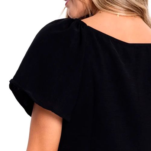 Blusa Feminina Rovitex de Manga Ampla com Elástico Preto