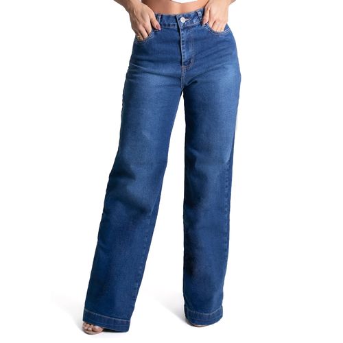 Calça Jeans Feminina Sawary Wide Leg Azul