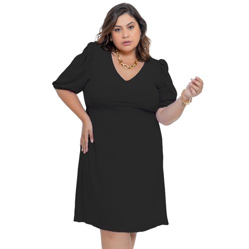 Vestido Feminino Averzzy Plus Size Detalhe em Renda Preto