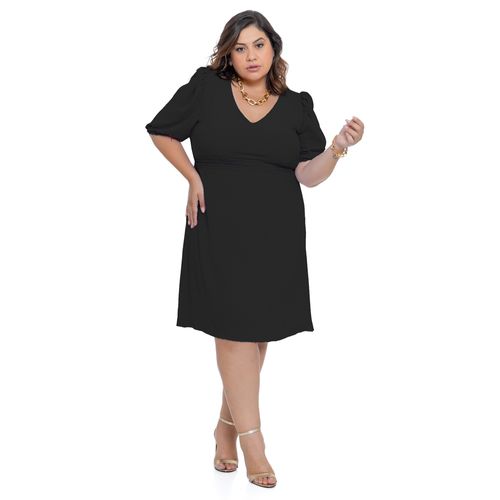 Vestido Feminino Averzzy Plus Size Detalhe em Renda Preto