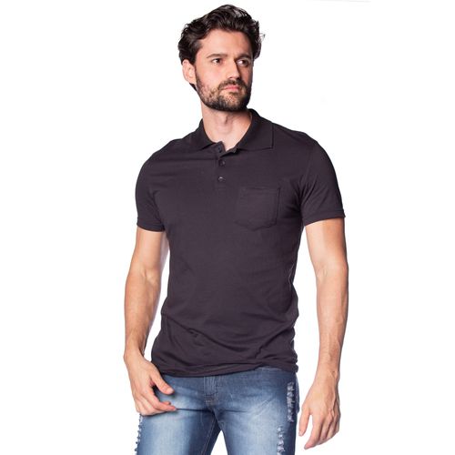 Camisa Polo Masculina Pitt Com Bolso Preto