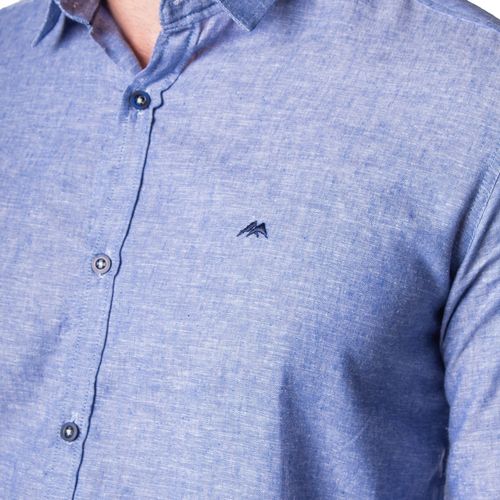 Camisa Masculina MX72 Manga Longa Linho Azul